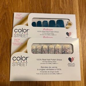 2 Packages of Color Street Nail Polish Strips 1 Pedicure - 1 Manicure